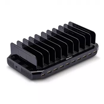 Lindy stazione di ricarica USB 96W 10 porte, a sé stante, plastica, nero, contatto, con tutti i dispositivi USB Type-A, alimentazione