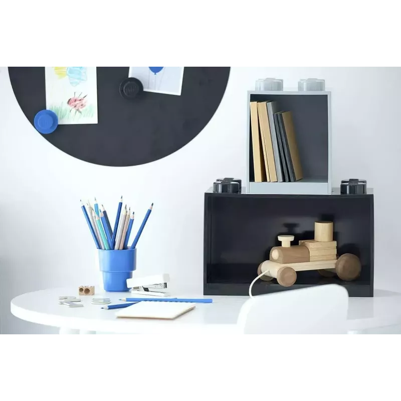 room copenhagen LEGO Brick Shelf 8+4 nera — mensola da parete modulare con 2 ripiani
