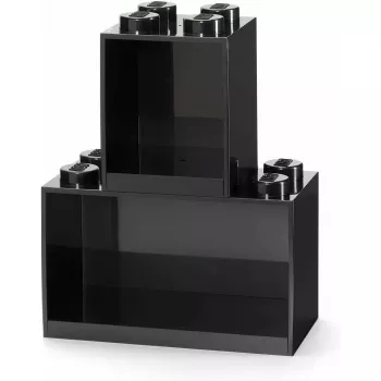 room copenhagen LEGO Brick Shelf 8+4 nera — mensola da parete modulare con 2 ripiani