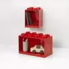 Mensola Room Copenhagen LEGO Brick Shelf 8+4 rossa, 2 ripiani