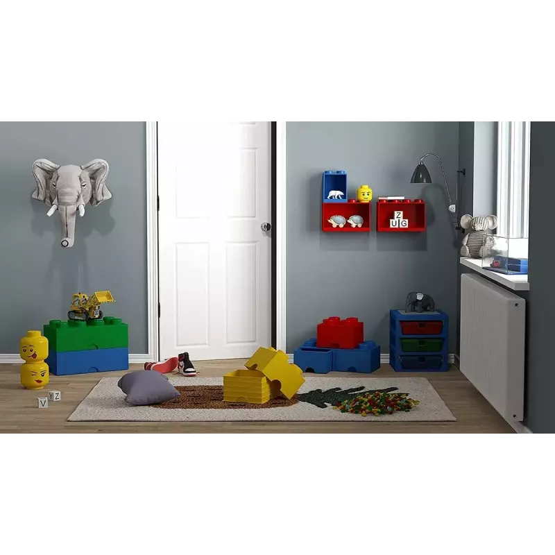 Mensola Room Copenhagen LEGO Brick Shelf 8+4 rossa, 2 ripiani