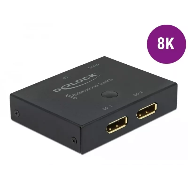 DELOCK switch DisplayPort 2 - 1 - bidirezionale 8K 30 Hz