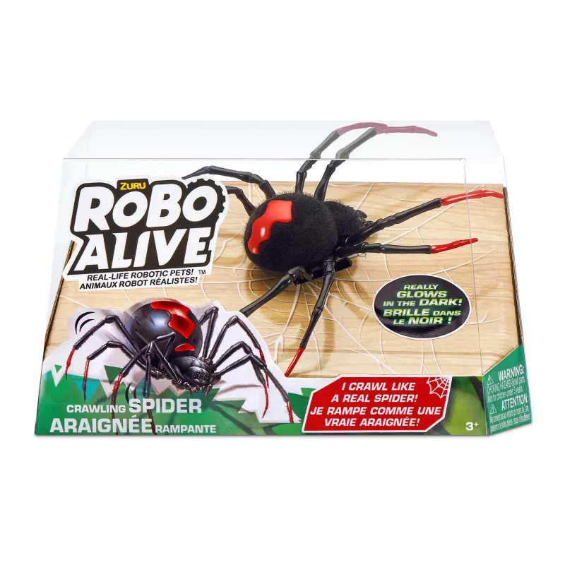 Robo Alive Ragno strisciante giocattolo robot luminoso al buio ZURU
