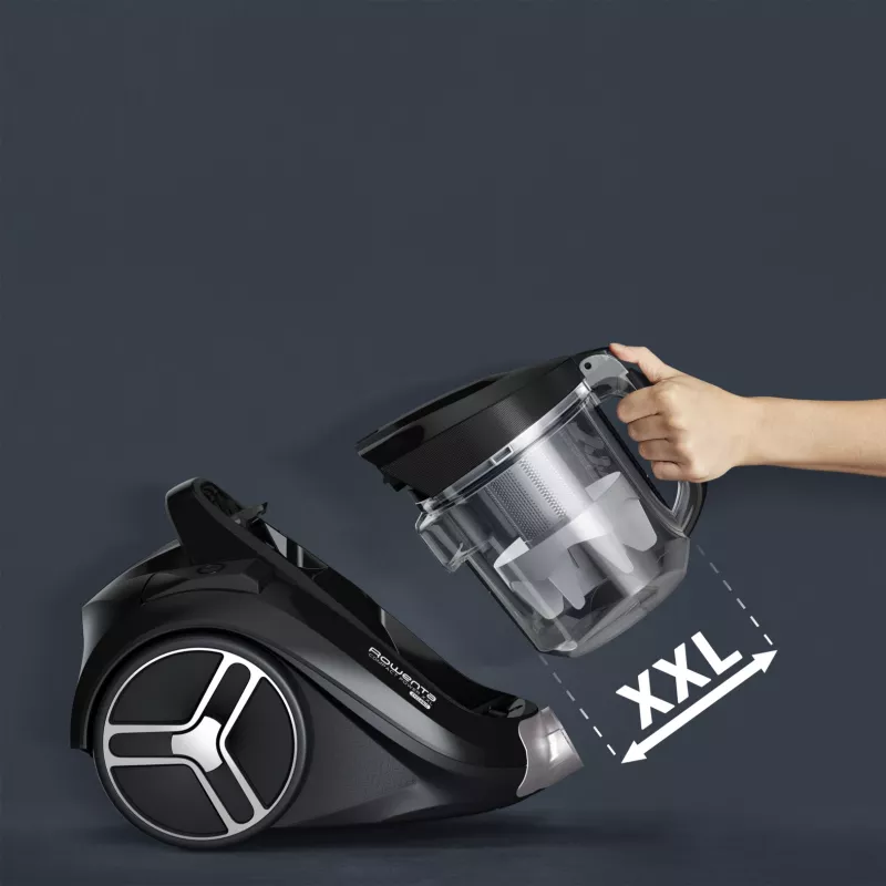 Rowenta Compact Power XXL Animal RO4B50 aspirapolvere a traino senza sacco, filtro a 3 stadi, grigio/nero
