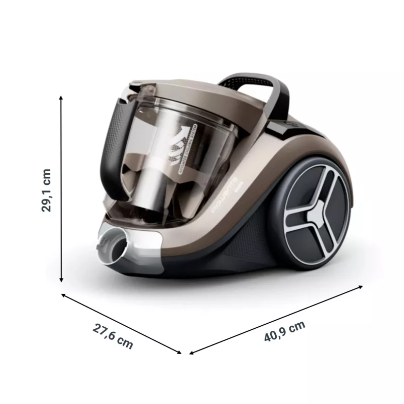 Rowenta Compact Power XXL Animal RO4B50 aspirapolvere a traino senza sacco, filtro a 3 stadi, grigio/nero