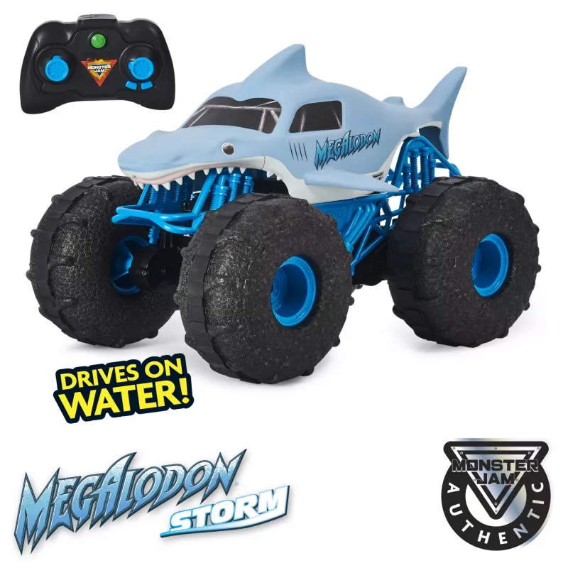 Monster Jam, Megalodon STORM All-Terrain monster truck radiocomandato ufficiale, scala 1:15