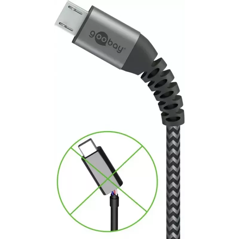 Cavo USB Wentronic 49282 USB 2.0 1 m Micro-USB B USB A nero grigio
