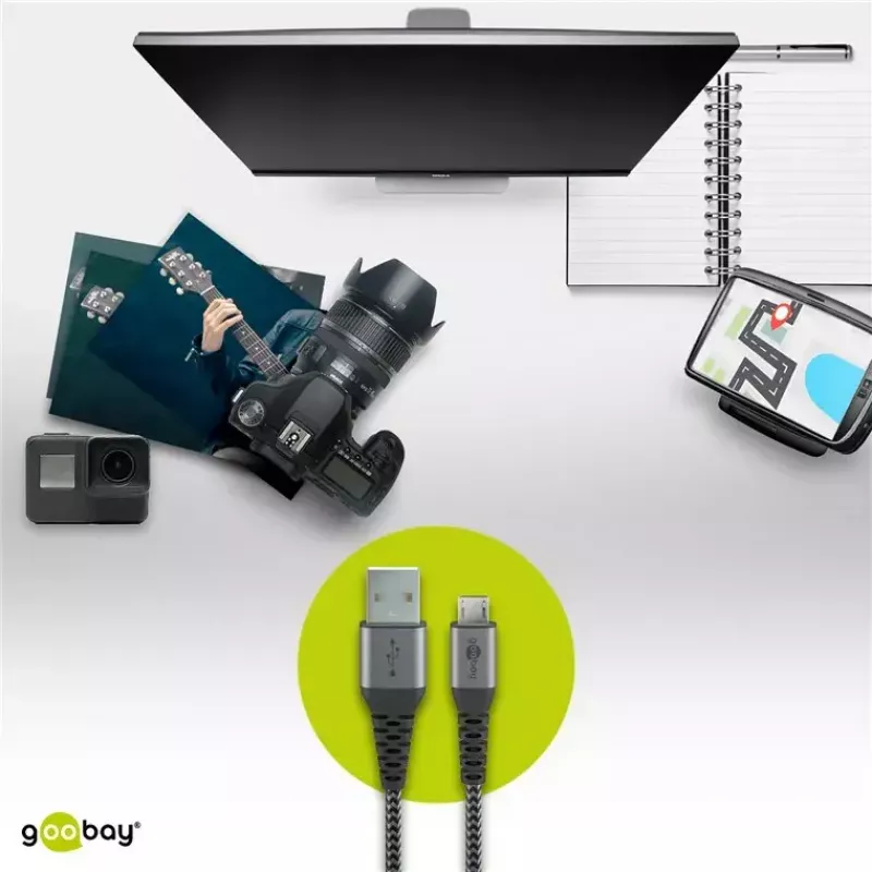 Cavo USB Wentronic 49282 USB 2.0 1 m Micro-USB B USB A nero grigio