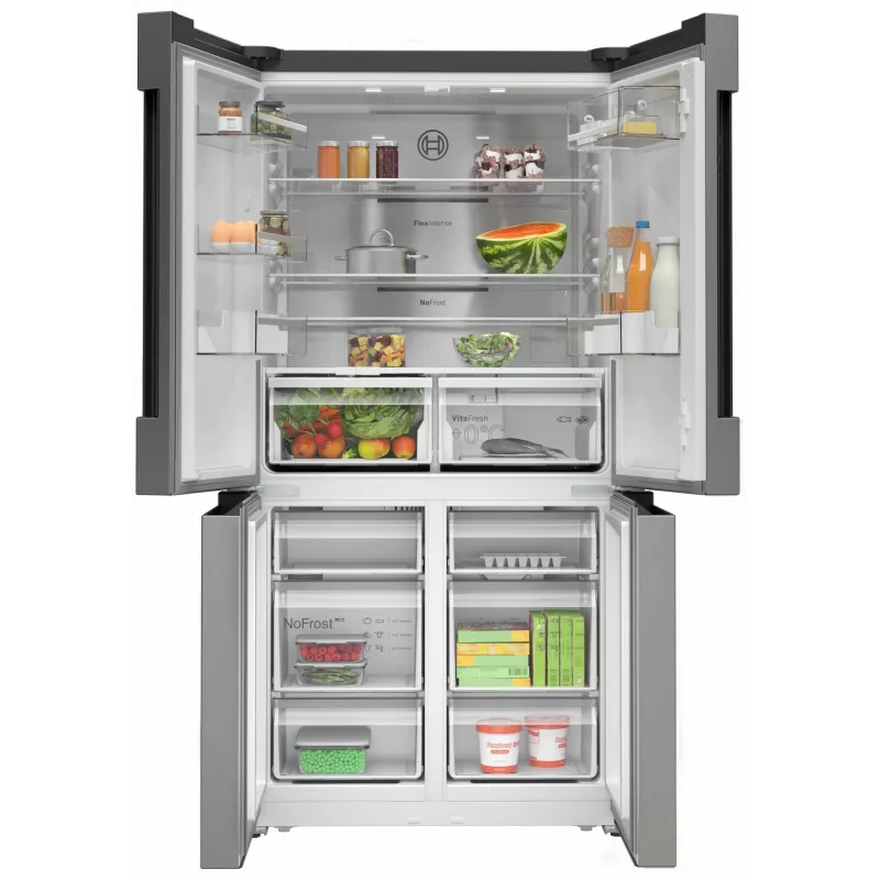 Bosch Serie 4 KFN96APEA frigorifero combinato Side-by-Side, French Door, a libera installazione, 605 l (405 l + 200 l), Home Connect, classe energetica E, acciaio inox