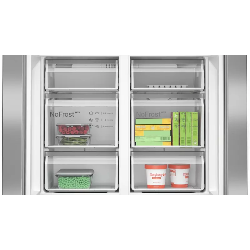 Bosch Serie 4 KFN96APEA frigorifero combinato Side-by-Side, French Door, a libera installazione, 605 l (405 l + 200 l), Home Connect, classe energetica E, acciaio inox