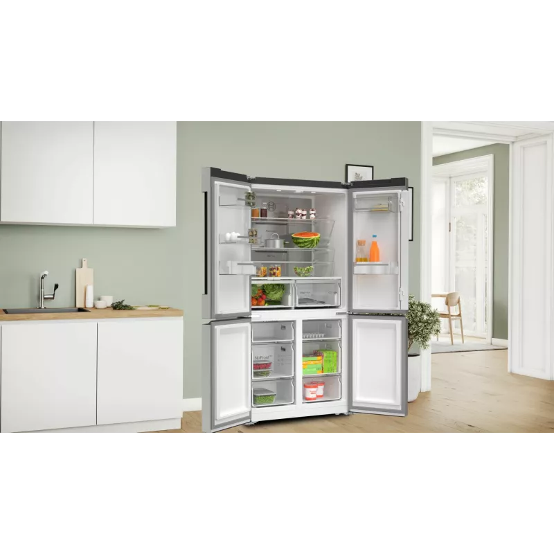 Bosch Serie 4 KFN96APEA frigorifero combinato Side-by-Side, French Door, a libera installazione, 605 l (405 l + 200 l), Home Connect, classe energetica E, acciaio inox