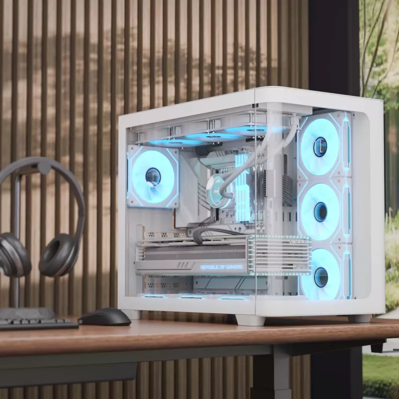 Case PC Aerocool P500C Midi Tower bianco ATX alimentatore laterale 3x ventole 120 mm