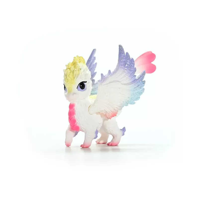 Schleich BAYALA Cucciolo di drago arcobaleno figura da 5 anni, beige blu verde, tema unicorno/pegaso