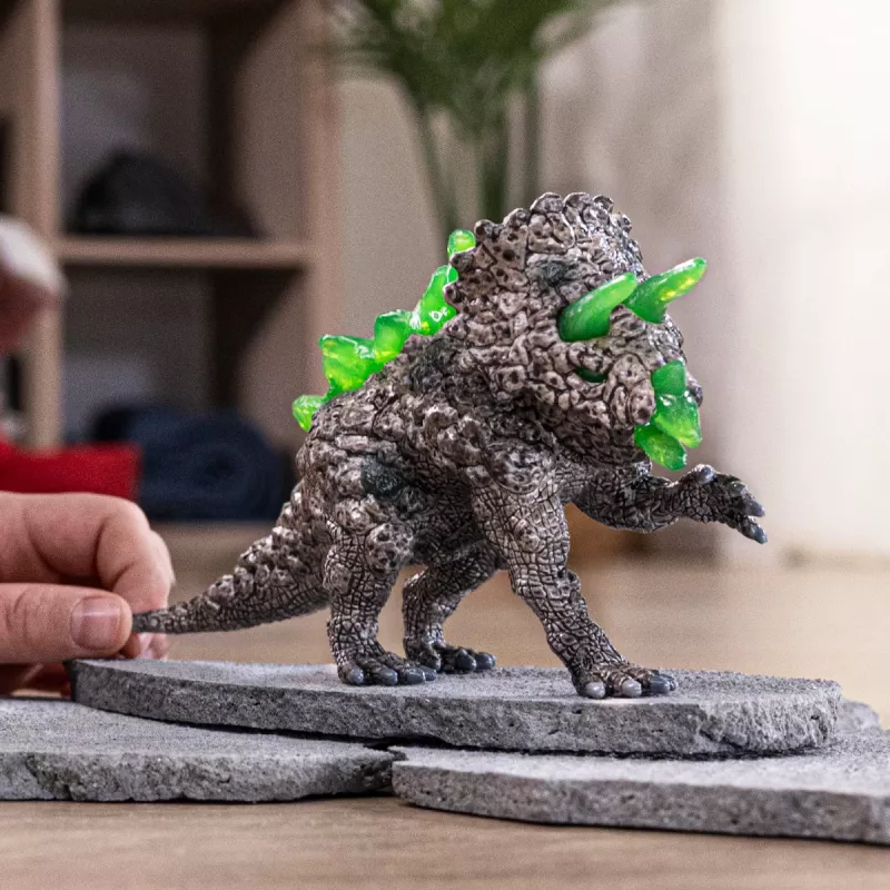 schleich ELDRADOR CREATURES Triceratopo di pietra, 7 anni, mostri e draghi, mondo di pietra, multicolore