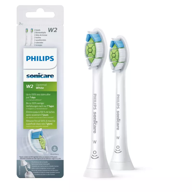Philips Sonicare W2 Optimal bianco HX6062/10 confezione da 2 testine spazzolino sonico sostitutive