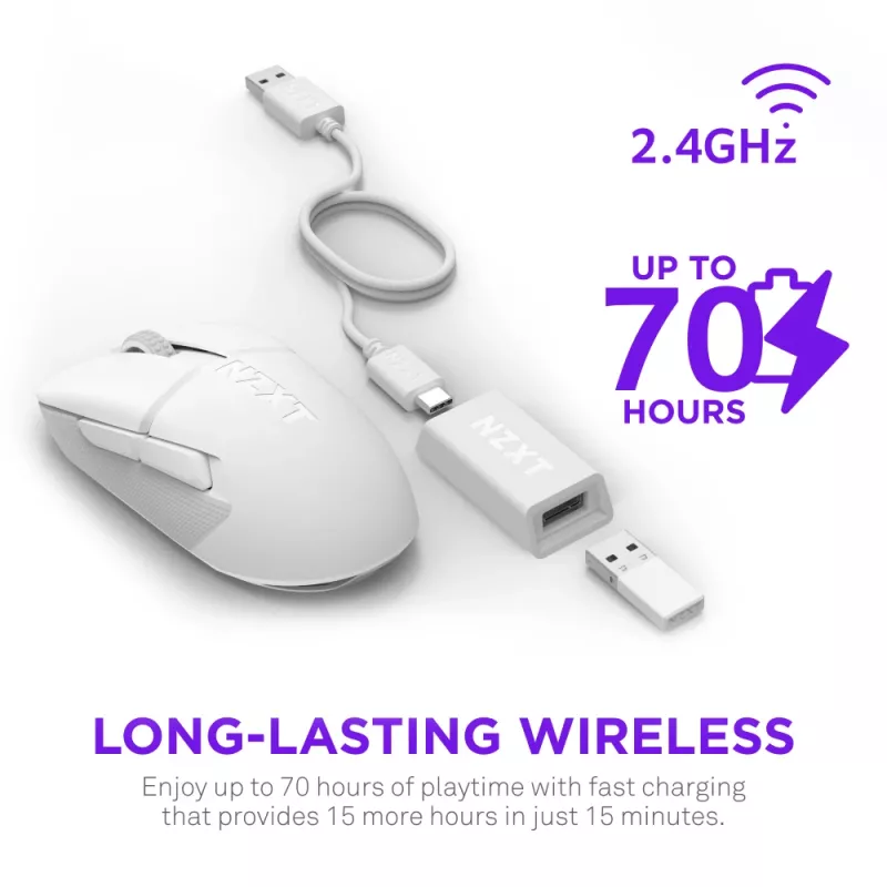 NZXT Lift Elite Mouse da gaming wireless Bianco