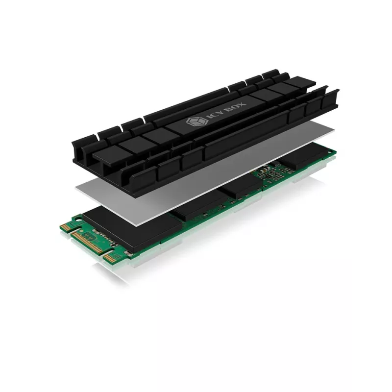ICY BOX IB-M2HS-701 M.2 2280 SSD dissipatore, passivo, alluminio, PC/PS5, nero