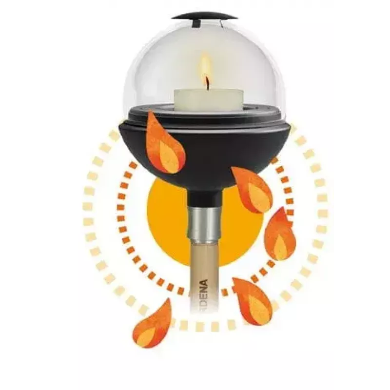 Portacandele Gardena 11430-20 nero trasparente rotondo asta 1 pezzo