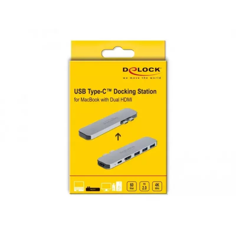 Docking station DeLOCK per MacBook Dual HDMI 4K PD Hub