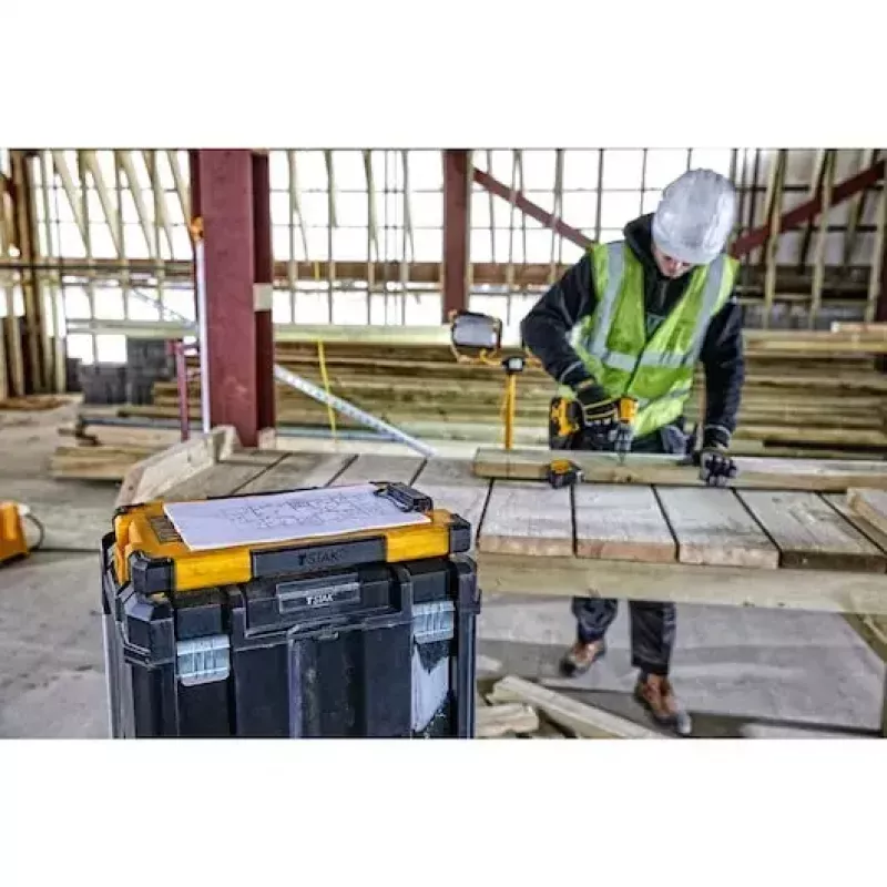 DeWALT TSTAK DWST82732-1 portablocco con clip e luce LED a 180°, giallo/nero