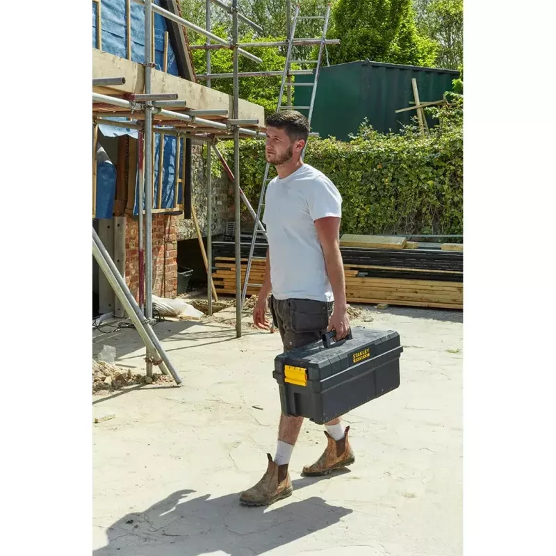 Stanley FatMax FMST81083-1 cassetta portautensili con gradino, plastica, carico 30 kg, nero/giallo