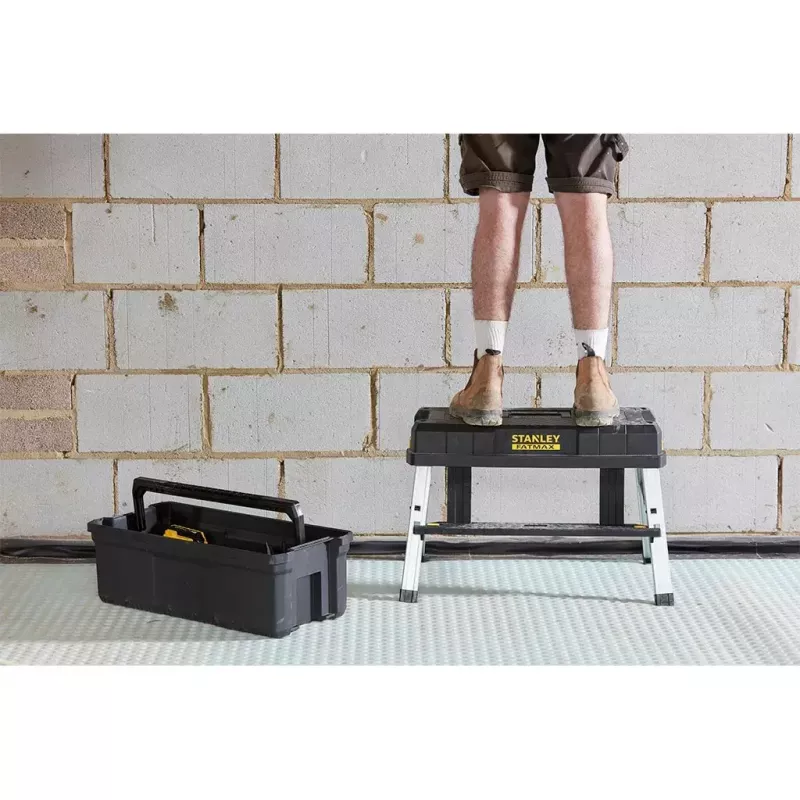 Stanley FatMax FMST81083-1 cassetta portautensili con gradino, plastica, carico 30 kg, nero/giallo