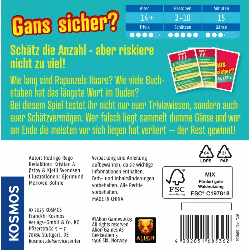 Kosmos 47856223 Gioco da tavolo/carte 15 min Indovinelli