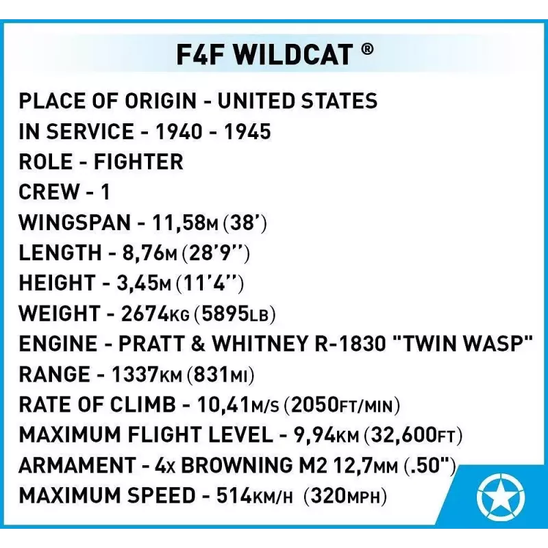 Mattoncini COBI F4F Wildcat Northrop Grumman 375 pezzi