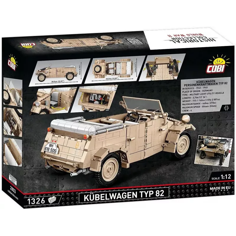 Cobi COBI-2803 Kübelwagen Typ 82 set di costruzioni, 1326 pezzi, serie Historical Collection, plastica, 10+