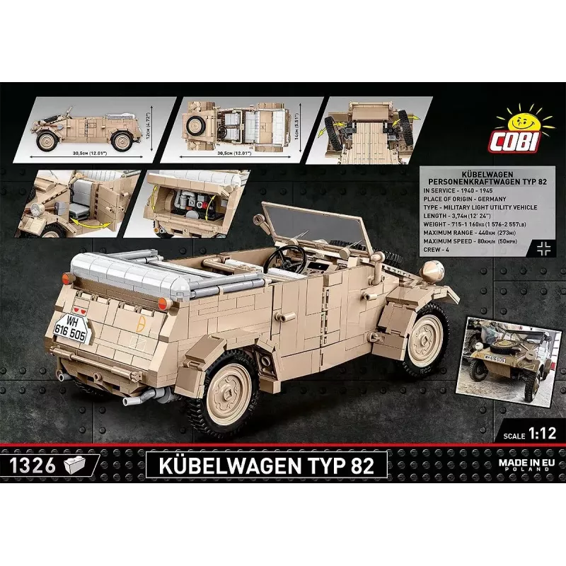 Cobi COBI-2803 Kübelwagen Typ 82 set di costruzioni, 1326 pezzi, serie Historical Collection, plastica, 10+