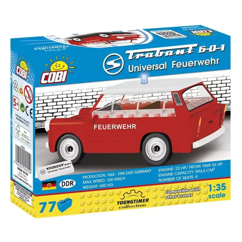 Set costruzioni Cobi Trabant 601 Universal Feuerwehr modello 24555, mattoncini da costruzione
