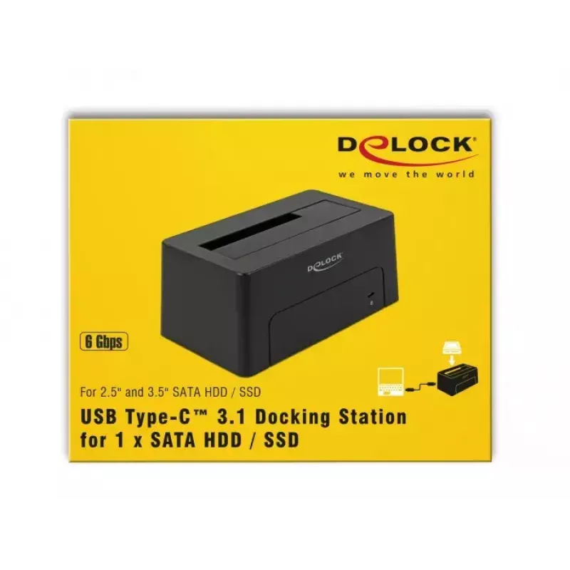 Delock - Docking station HDD alloggiamenti: 1 - SATA 6Gb/s - USB 3.1 (Gen 2) - nero (63958)