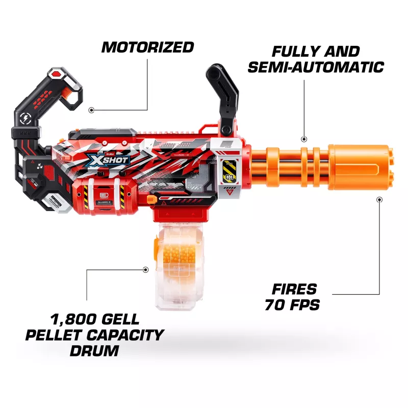 Gel Blaster Zuru XSHOT Hyper Gel Gatling Blaster – blaster giocattolo motorizzato con canna rotante