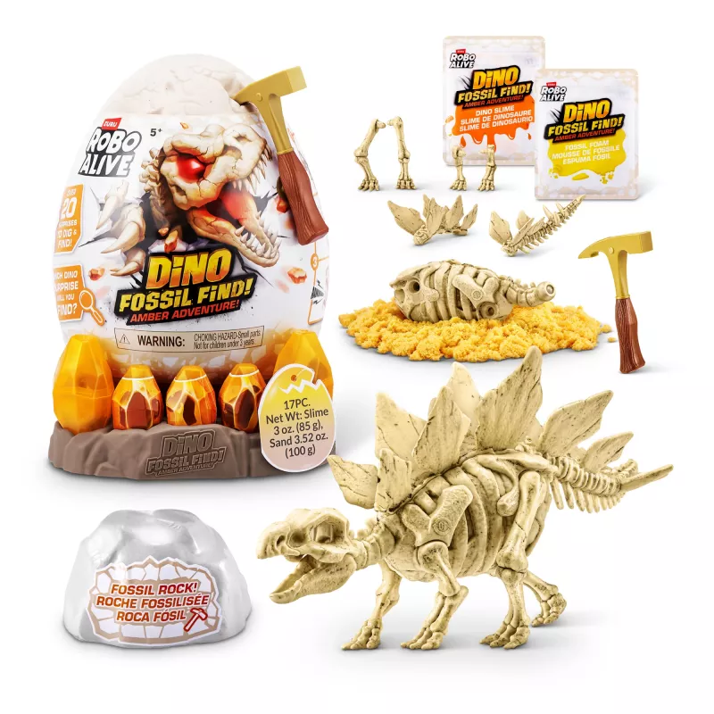Robo Alive Fossil Find Amber Adventure, 5 anni, color vaniglia, plastica