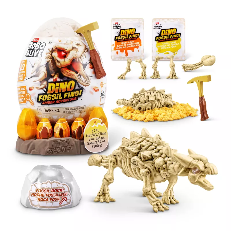 Robo Alive Fossil Find Amber Adventure, 5 anni, color vaniglia, plastica