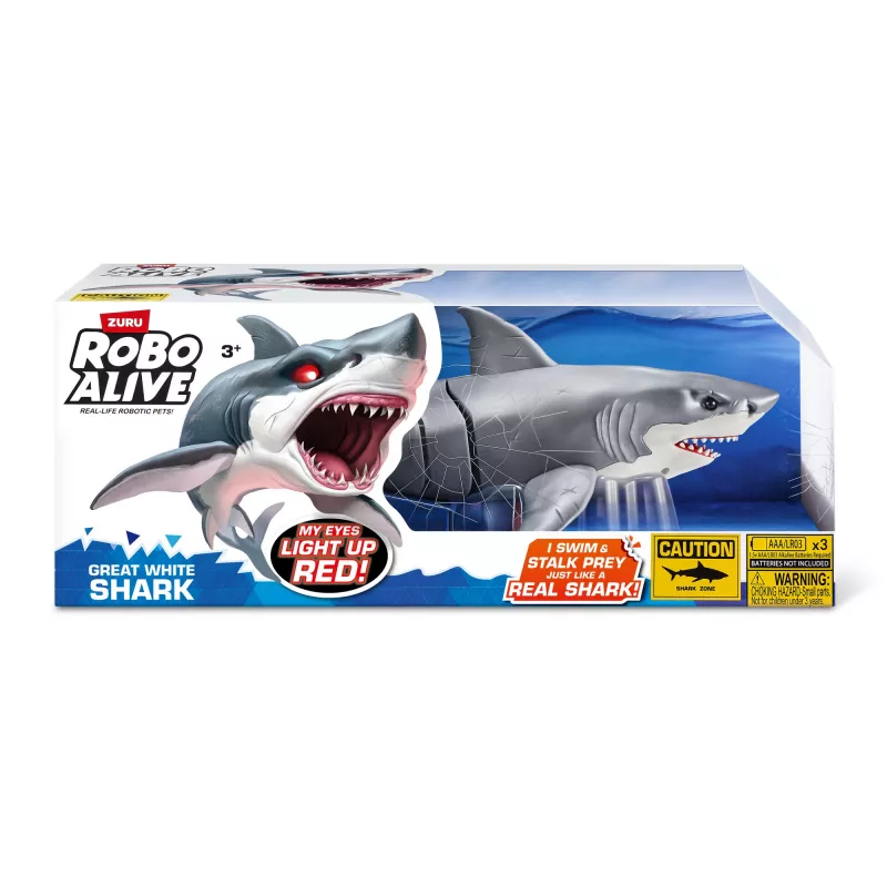 Zuru Robo Alive Grande squalo bianco 71126 — figura interattiva a batteria per il gioco in acqua