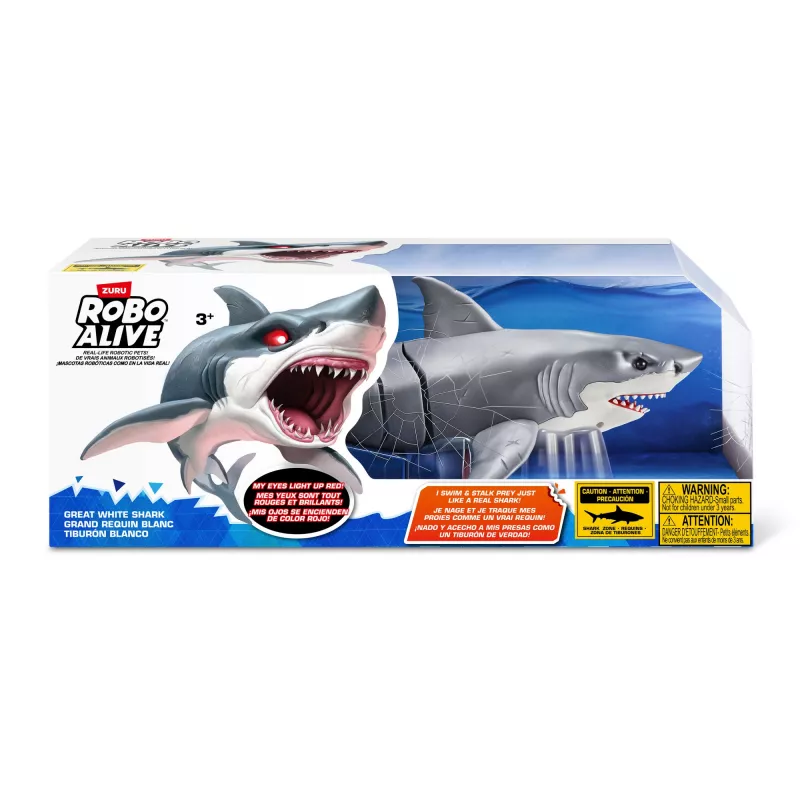 Zuru Robo Alive Grande squalo bianco 71126 — figura interattiva a batteria per il gioco in acqua