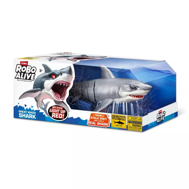 Zuru Robo Alive Grande squalo bianco 71126 — figura interattiva a batteria per il gioco in acqua