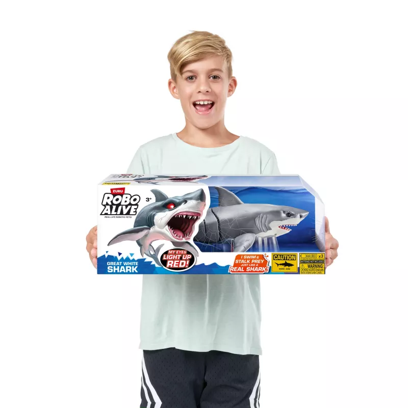 Zuru Robo Alive Grande squalo bianco 71126 — figura interattiva a batteria per il gioco in acqua