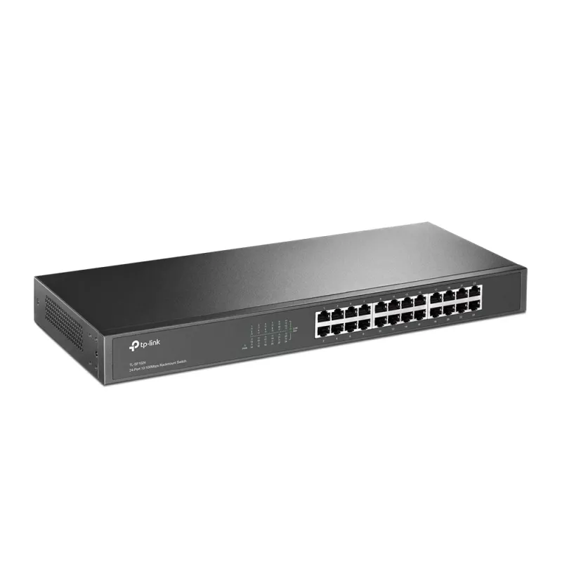 TP-Link switch di rete rackmount 24 porte 10/100Mbps, unmanaged, Fast Ethernet (10/100), full duplex, montaggio a rack, 1U