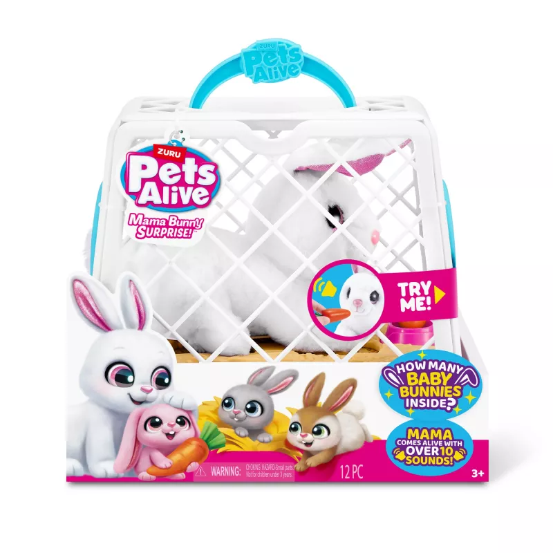Peluche Zuru Mama Bunny & Baby Surprise, coppia di peluche interattivi, assortiti