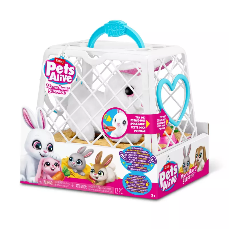 Peluche Zuru Mama Bunny & Baby Surprise, coppia di peluche interattivi, assortiti