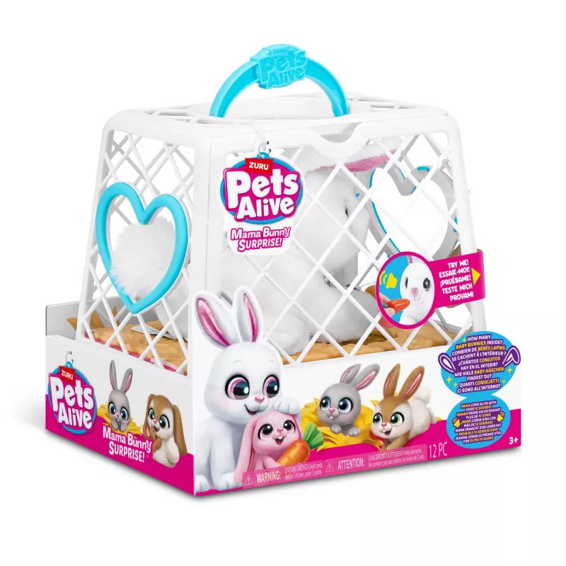 Peluche Zuru Mama Bunny & Baby Surprise, coppia di peluche interattivi, assortiti