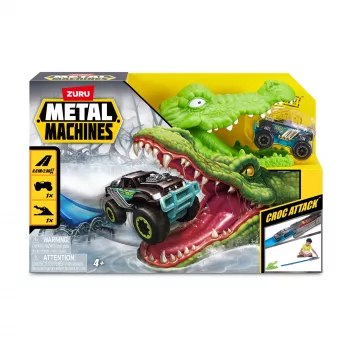 ZURU Metal Machines - set di gioco attacco del coccodrillo pista + auto