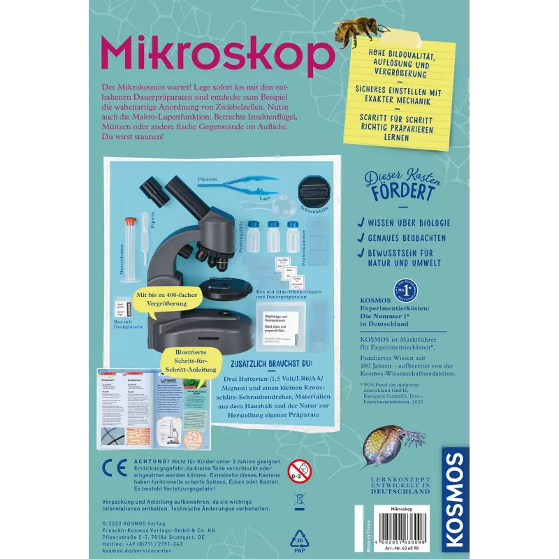 Kosmos 636098 microscopio set di esperimenti di biologia, grigio, dai 10 anni