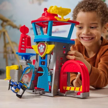 PAW Patrol : Air Rescue, Pup Squad Adventure Bay Airport playset, con auto giocattolo Chase e lanciatore di veicoli, giocattolo per bambini e bambine dai 3 anni