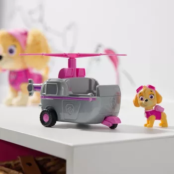 PAW Patrol, l'elicottero di Skye, veicolo giocattolo con figura da collezione, giocattolo per bambini e bambine dai 3 anni prodotto in modo sostenibile
