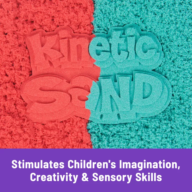Spin Master Kinetic Sand Mold n' Flow Set sabbia per giocare, 680 g, rosso/turchese, dai 3 anni