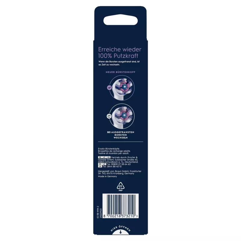 Oral-B 373210 testina per spazzolino 2 pezzi bianco