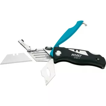 Coltello pieghevole con blocco HAZET 2157-1 nero blu